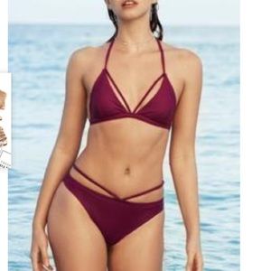 Cupshe war at beach halter bikini set Sz Small